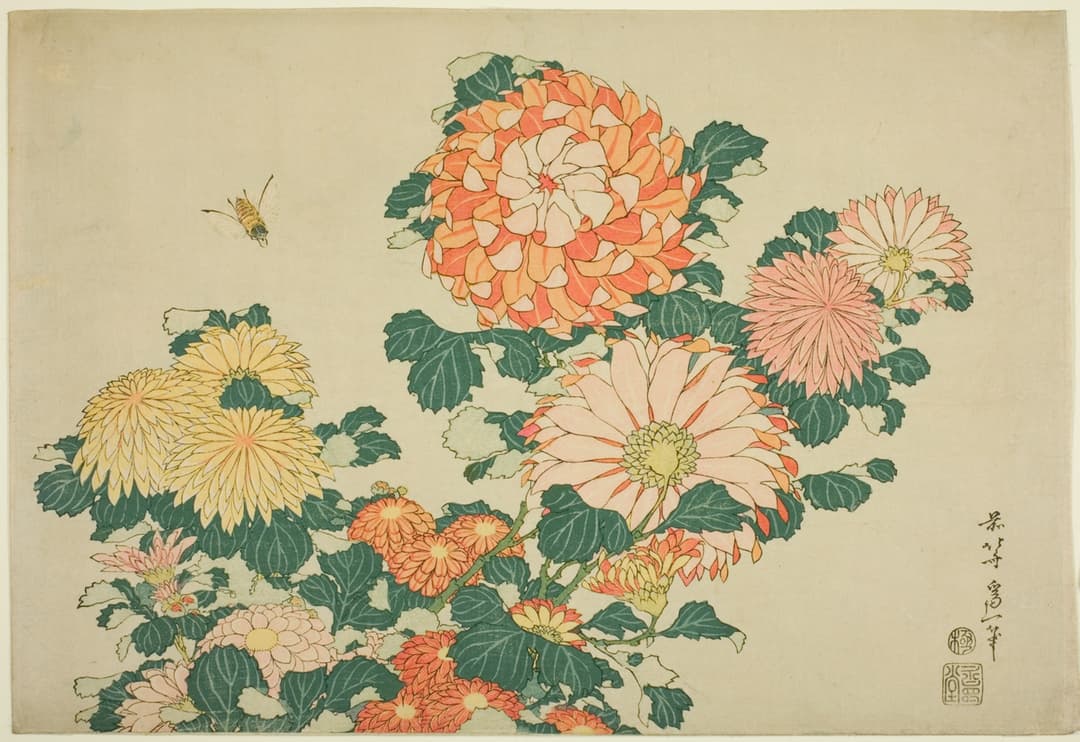 Chrysanthemums and Horsefly, Katsushika Hokusai