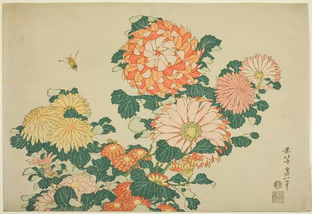 Chrysanthemums and Horsefly, Katsushika Hokusai