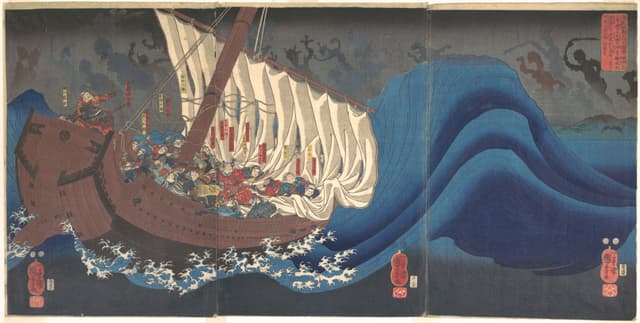 The Ghosts of the Taira Attack Yoshitsune’s Ship in Daimotsu Bay, Utagawa Kuniyoshi