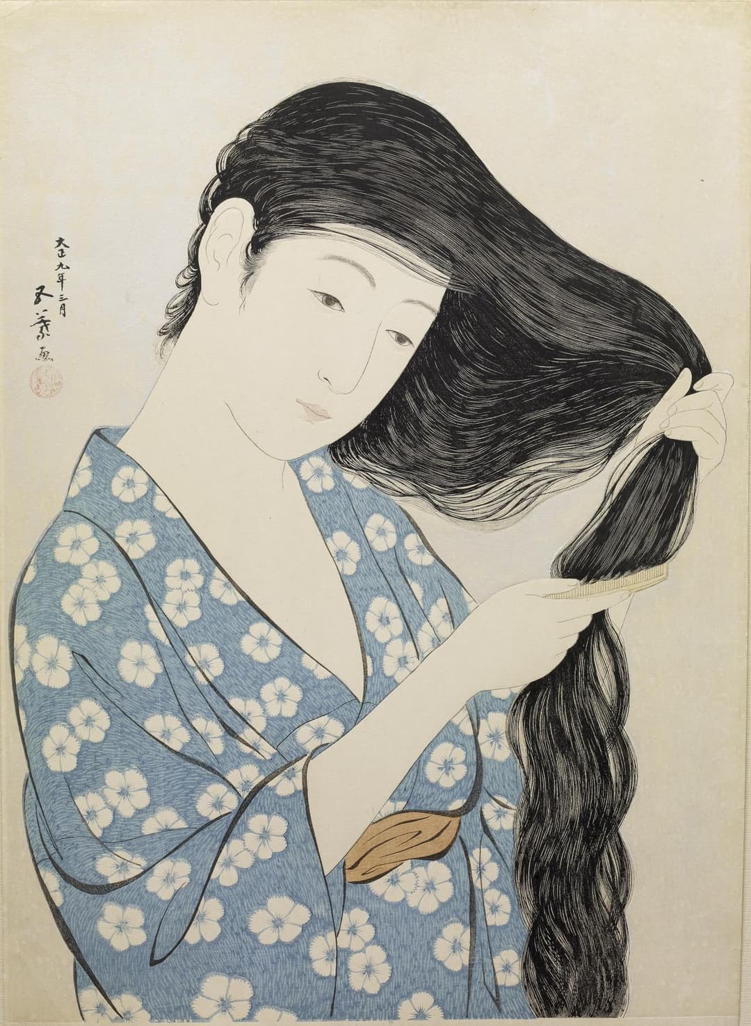 Woman Combing Her Hair, Hashiguchi Goyō