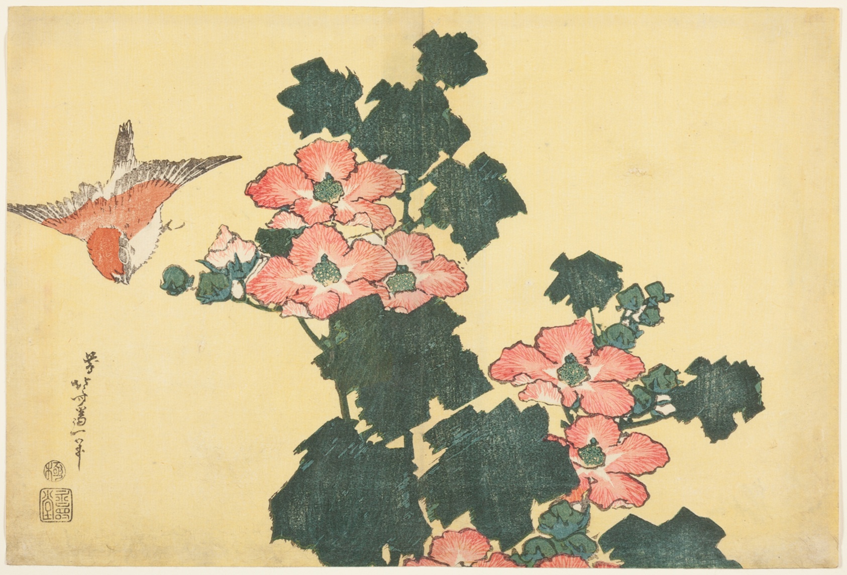 Hibiscus and Sparrow — Katsushika Hokusai