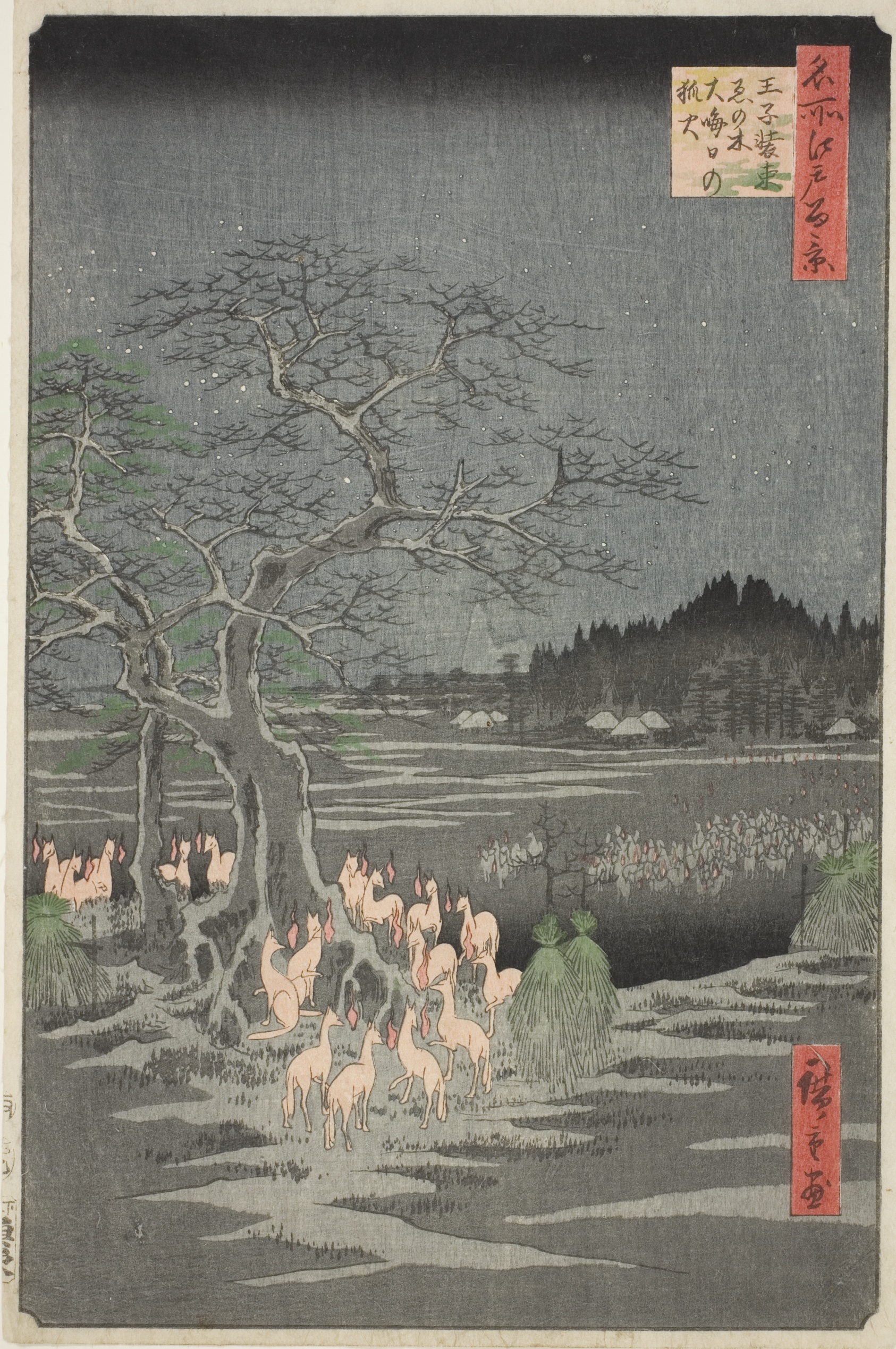 New Year’s Eve Foxfires at the Changing Tree, Ōji — Utagawa Hiroshige